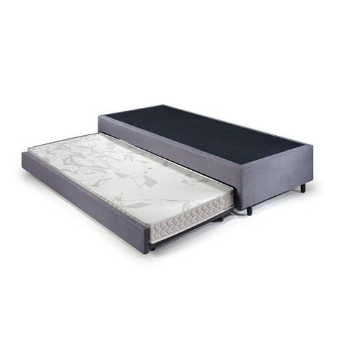 Bicama Solteiro King 96x203x28cm Suede e Colchão Auxiliar D23 78x188x12cm Ecoline B&G Cinza