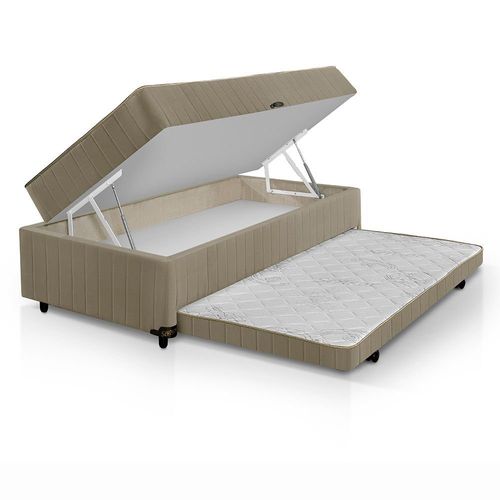 Cama Box Solteiro 3 em 1 New Magnifico Teen Colchões Sensor Bege/Branco Branco e Bege