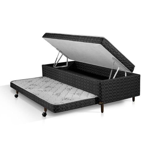 Cama Box Solteiro 3 em 1 Elite Teen Colchões Sensor Branco e Preto