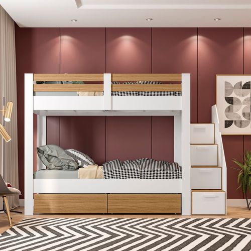 Beliche Solteiro Adulto com 2 Gavetões e 4 Nichos Star Plus Casatema Branco/Montana