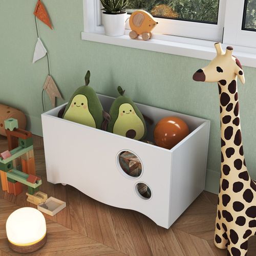 Caixa de Brinquedos com Rodízios Linha Encanto Branco Branco