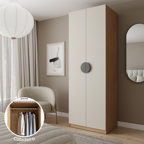 Guarda-Roupa Modulado Joy com Cabideiro CabeCasa MadeiraOriginals Cinza Sereno/Avena