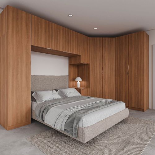 Guarda Roupa Modulado de Casal 10 Portas 5 Peças e 1 Cabeceira Hera CabeCasa MadeiraOriginals Louro