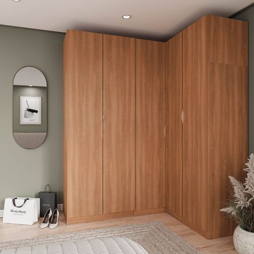 Guarda Roupa Modulado de Canto 5 Portas 3 Peças Hera CabeCasa MadeiraOriginals Louro