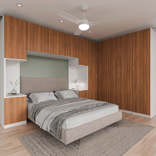 Guarda Roupa Modulado de Casal 12 Portas 6 Peças 2 Mesas de Cabeceira Hera CabeCasa MadeiraOriginals Branco Geada/Louro