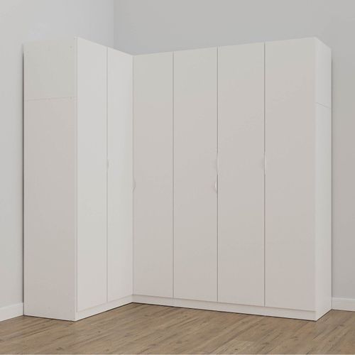 Guarda Roupa Modulado de Canto 6 Portas 3 Peças Hera CabeCasa MadeiraOriginals Algodão/Cromado