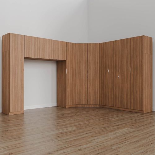 Guarda Roupa Modulado Casal de Canto 11 Portas 5 Peças Hera CabeCasa MadeiraOriginals Louro/Cromado
