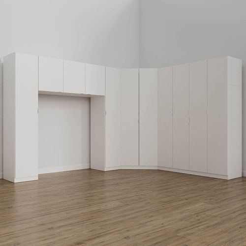 Guarda Roupa Modulado Casal de Canto 11 Portas 5 Peças Hera CabeCasa MadeiraOriginals Algodão/Cromado
