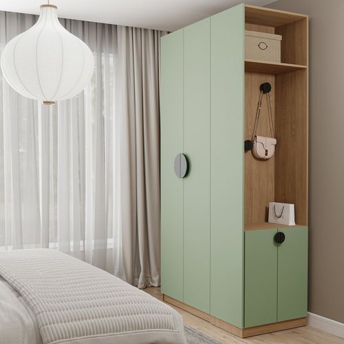Conjunto Modulado Joy 2 Peças Nicho com 2 Gavetas e Sapateira CabeCasa MadeiraOriginals Verde