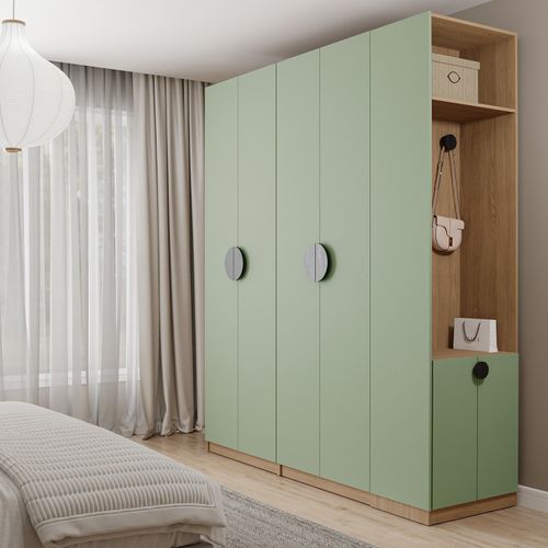 Conjunto Modulado Joy 3 Peças Cabideiros, Nicho com 2 Gavetas e Sapateira CabeCasa MadeiraOriginals Verde