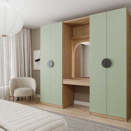 Conjunto Modulado 3 Peças 2 Gavetas, Penteadeira e Cabideiro Joy CabeCasa MadeiraOriginals Verde