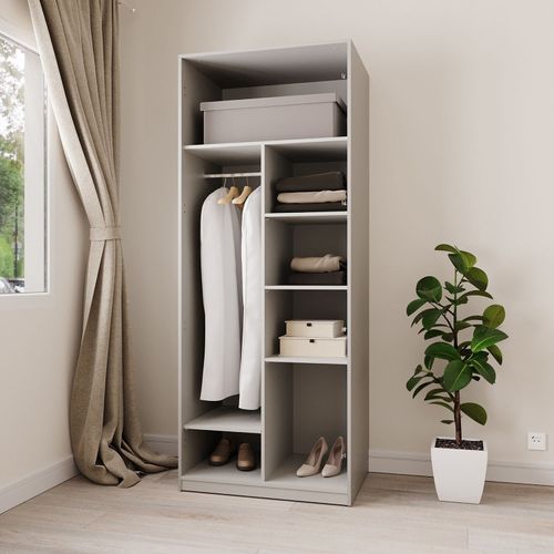 Guarda-roupa Modular 80cm sem Portas com Prateleiras Jade CabeCasa MadeiraOriginals Cinza Urbano