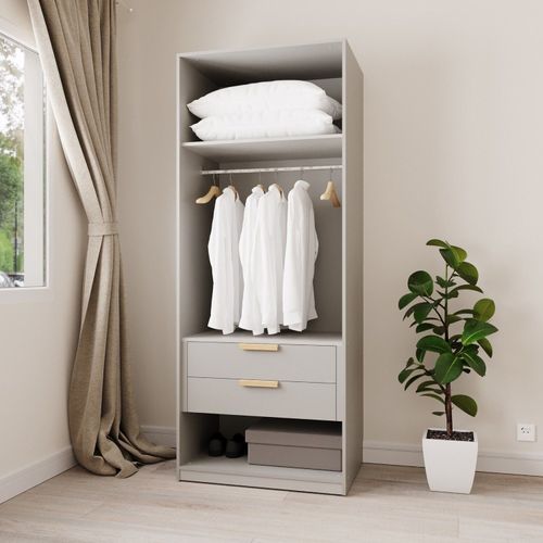 Guarda-roupa Modular 80cm sem Portas com Gaveteiro Jade CabeCasa MadeiraOriginals Cinza Urbano