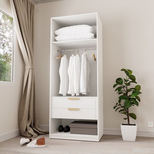 Guarda-roupa Modular 80cm sem Portas com Gaveteiro Jade CabeCasa MadeiraOriginals Branco Fosco