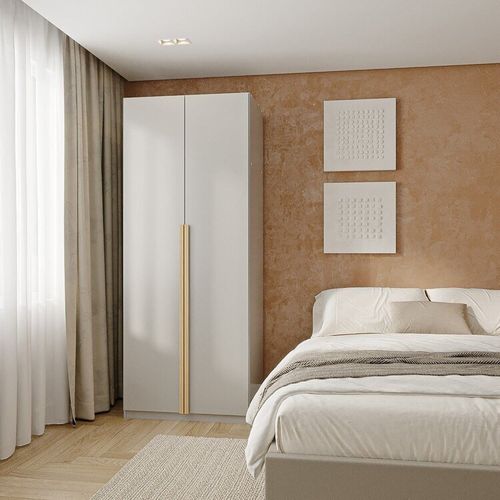 Guarda-roupa Modular 80cm com Portas e Gaveteiro Jade CabeCasa MadeiraOriginals Cinza Urbano