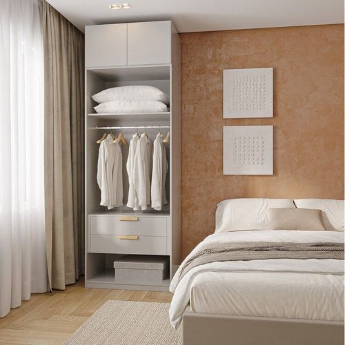 Guarda-roupa Modulado 2 Peças 2 Portas Jade CabeCasa MadeiraOriginals Cinza Urbano