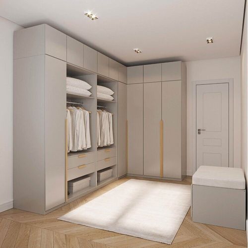 Guarda-roupa Modulado de Canto 10 Peças 14 Portas Jade CabeCasa MadeiraOriginals Cinza Urbano