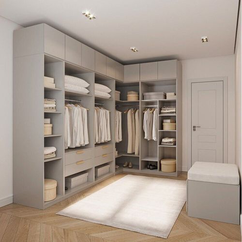 Guarda-roupa Modulado de Canto 10 Peças 9 Portas Jade CabeCasa MadeiraOriginals Cinza Urbano