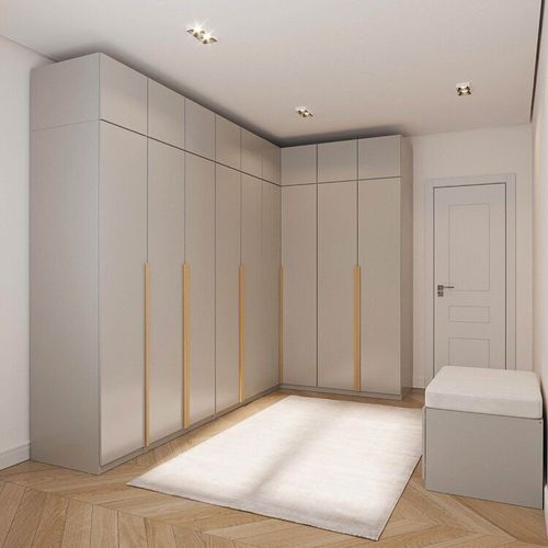 Guarda-roupa Modulado de Canto 10 Peças 18 Portas Jade CabeCasa MadeiraOriginals Cinza Urbano