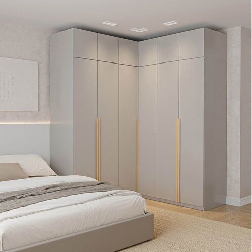 Guarda-Roupa Modulado de Canto 6 Peças 12 Portas Jade CabeCasa MadeiraOriginals Cinza Urbano