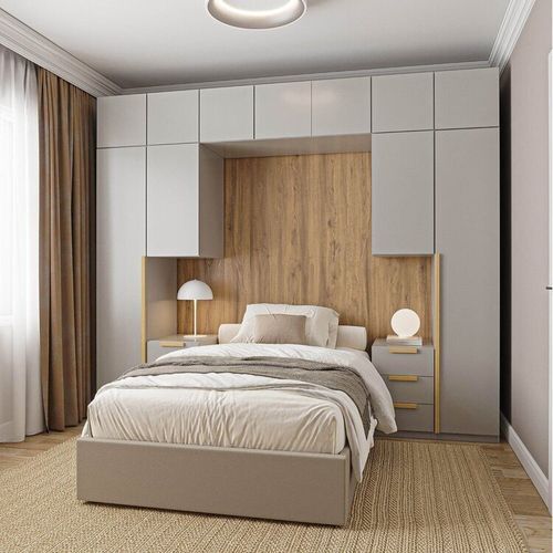 Guarda-roupa Modulado 10 Peças 11 Portas com 2 Mesas de Cabeceira Jade CabeCasa MadeiraOriginals Cinza Urbano