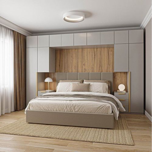 Guarda-roupa Modulado 11 Peças 13 Portas com 2 Mesas de Cabeceira Jade CabeCasa MadeiraOriginals Cinza Urbano