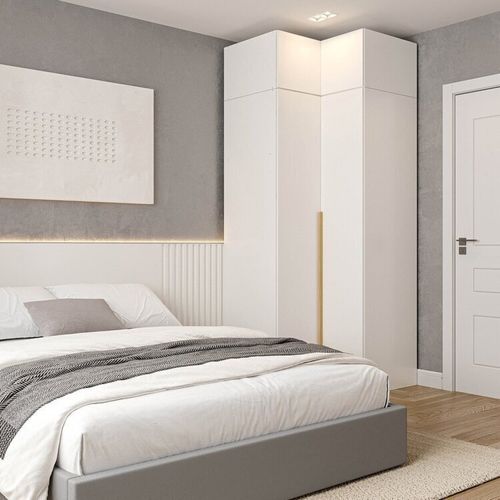 Guarda-roupa Modulado de Canto 2 Peças 4 Portas Jade CabeCasa MadeiraOriginals Branco Fosco