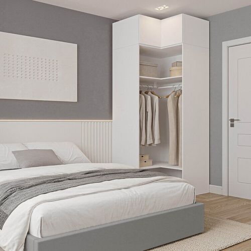 Guarda-roupa Modulado de Canto 2 Peças 2 Portas Jade CabeCasa MadeiraOriginals Branco Fosco