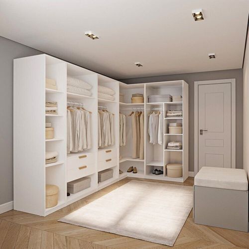 Guarda-roupa Modulado de Canto 5 Peças sem Portas Jade CabeCasa MadeiraOriginals Branco Fosco