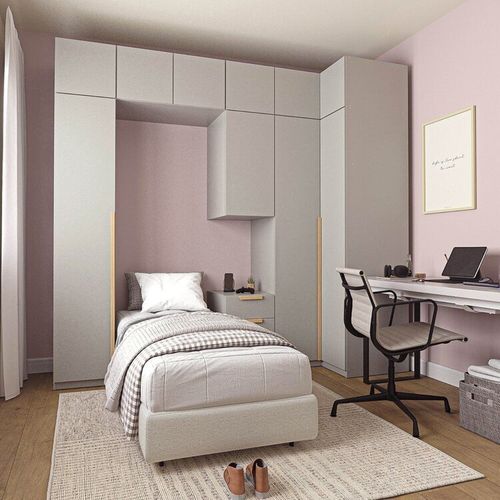Guarda-roupa Modulado de Canto 8 Peças 10 Portas Jade CabeCasa MadeiraOriginals Cinza Urbano