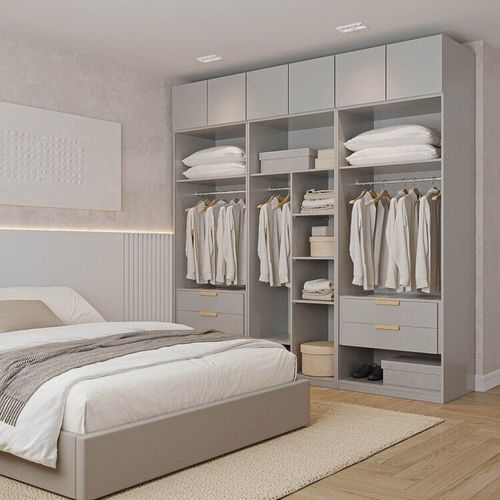 Guarda-roupa Modulado 6 Peças 6 Portas Jade CabeCasa MadeiraOriginals Cinza Urbano