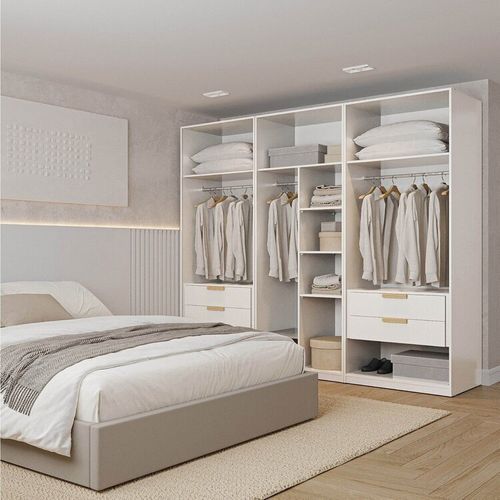 Guarda-roupa Modulado 3 Peças Jade CabeCasa MadeiraOriginals Branco Fosco