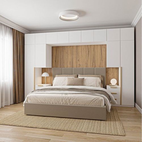 Guarda-roupa Modulado 11 Peças 13 Portas 2 Mesas Cabeceira Jade CabeCasa MadeiraOriginals Branco Fosco