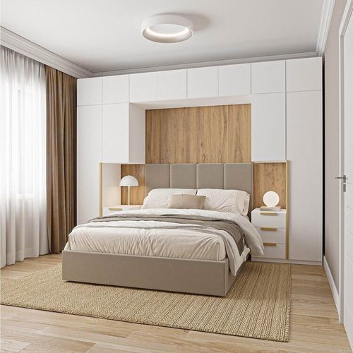 Guarda-roupa Modulado 10 Peças 12 Portas 2 Mesas Cabeceira Jade CabeCasa MadeiraOriginals Branco Fosco