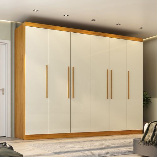 Guarda-Roupa Casal 6 Portas Carnaúba CabeCasa MadeiraOriginals 100% MDF Naturale/Off White