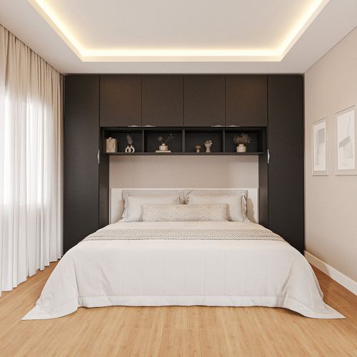 Guarda-Roupa Modulado 6 Portas 6 Peças Hera CabeCasa MadeiraOriginals Preto/Cinza