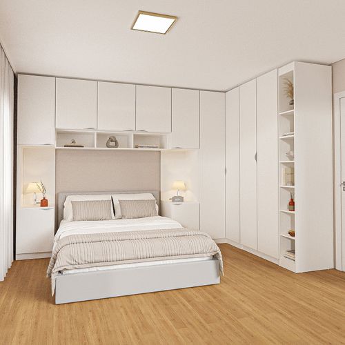 Guarda-Roupa Modulado de Canto 11 Portas 7 Peças Hera CabeCasa MadeiraOriginals Algodão/Cinza