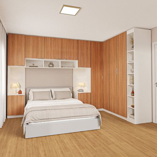 Guarda-Roupa Modulado de Canto 11 Portas 7 Peças Hera CabeCasa MadeiraOriginals Algodão/Louro/Cinza