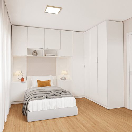 Guarda-Roupa Modulado de Canto 10 Portas 6 Peças Hera CabeCasa MadeiraOriginals Algodão/Cinza