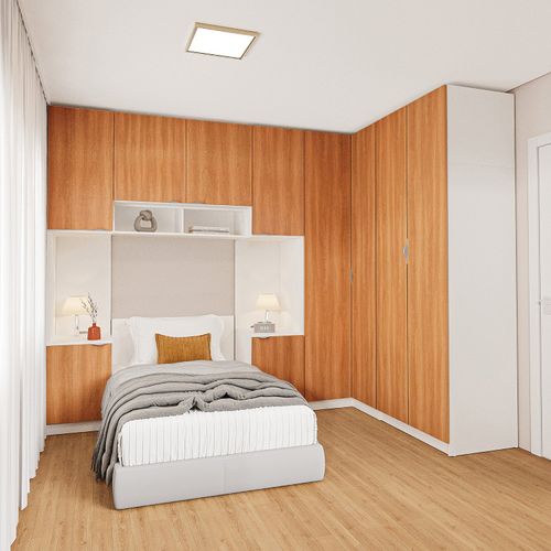 Guarda-Roupa Modulado de Canto 10 Portas 6 Peças Hera CabeCasa MadeiraOriginals Algodão/Louro/Cinza