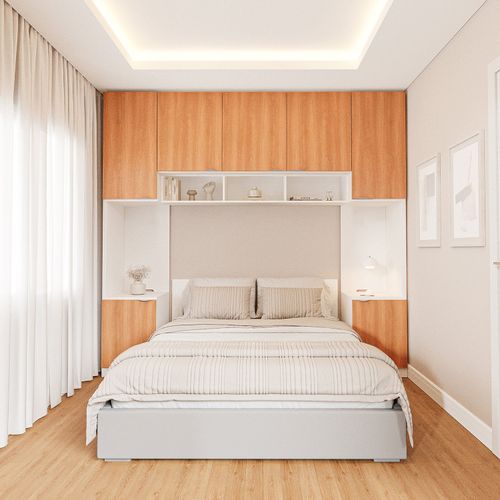 Guarda-Roupa Modulado 7 Portas 4 Peças Hera CabeCasa MadeiraOriginals Algodão/Louro/Cinza