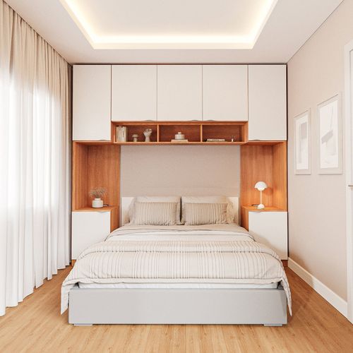 Guarda-Roupa Modulado 7 Portas 4 Peças Hera CabeCasa MadeiraOriginals Louro/Algodão/Cinza