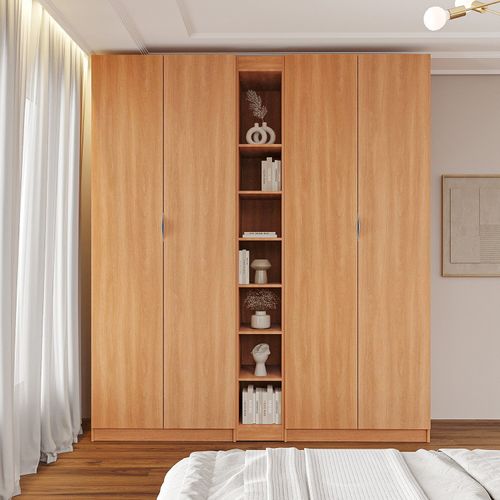 Guarda-roupa Modulado 4 Portas 3 Peças Hera CabeCasa MadeiraOriginals Louro/Cinza
