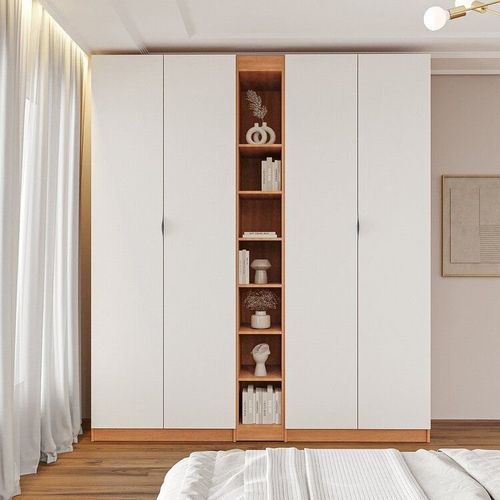 Guarda-roupa Modulado 4 Portas 3 Peças Hera CabeCasa MadeiraOriginals Louro/Algodão/Cinza
