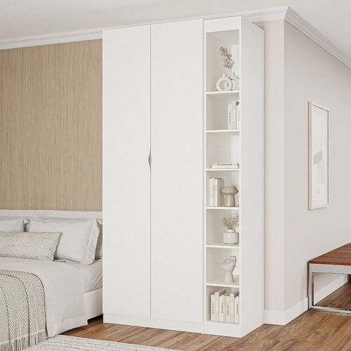 Guarda-roupa Modulado 2 Portas 3 Peças Hera CabeCasa MadeiraOriginals Algodão/Cinza