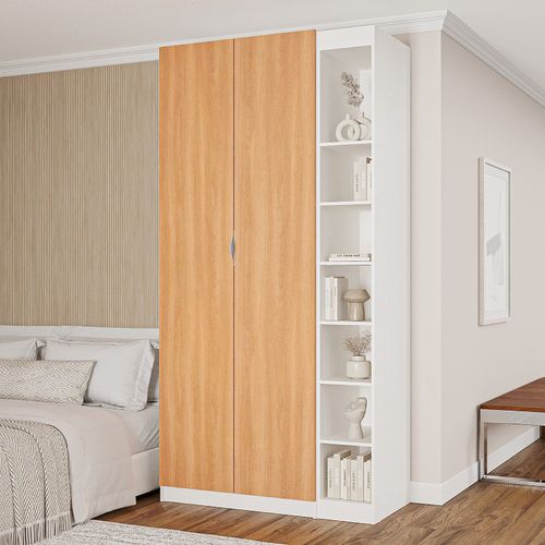 Guarda-roupa Modulado 2 Portas 3 Peças Hera CabeCasa MadeiraOriginals Algodão/Louro/Cinza