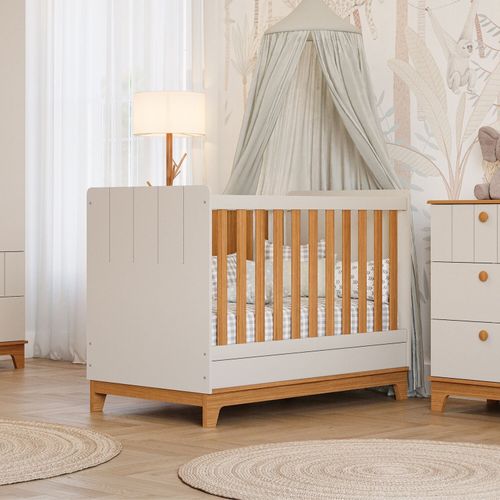 Berço Mini Cama Chantilly Expresso Móveis Off White / Nature